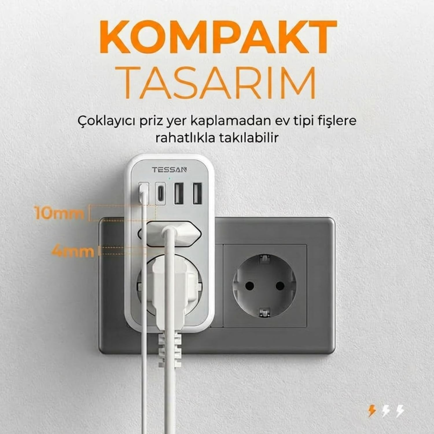 Thumbnail 1 de TESSAN Doppelstecker Steckdose 6 in 1