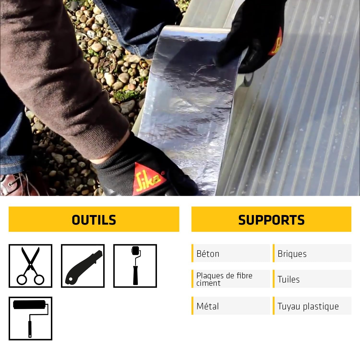 Detalle de Bande d'étanchéité autocollante SIKA Multiseal Terre Cuite 200 mm x 10 m – Multisupports