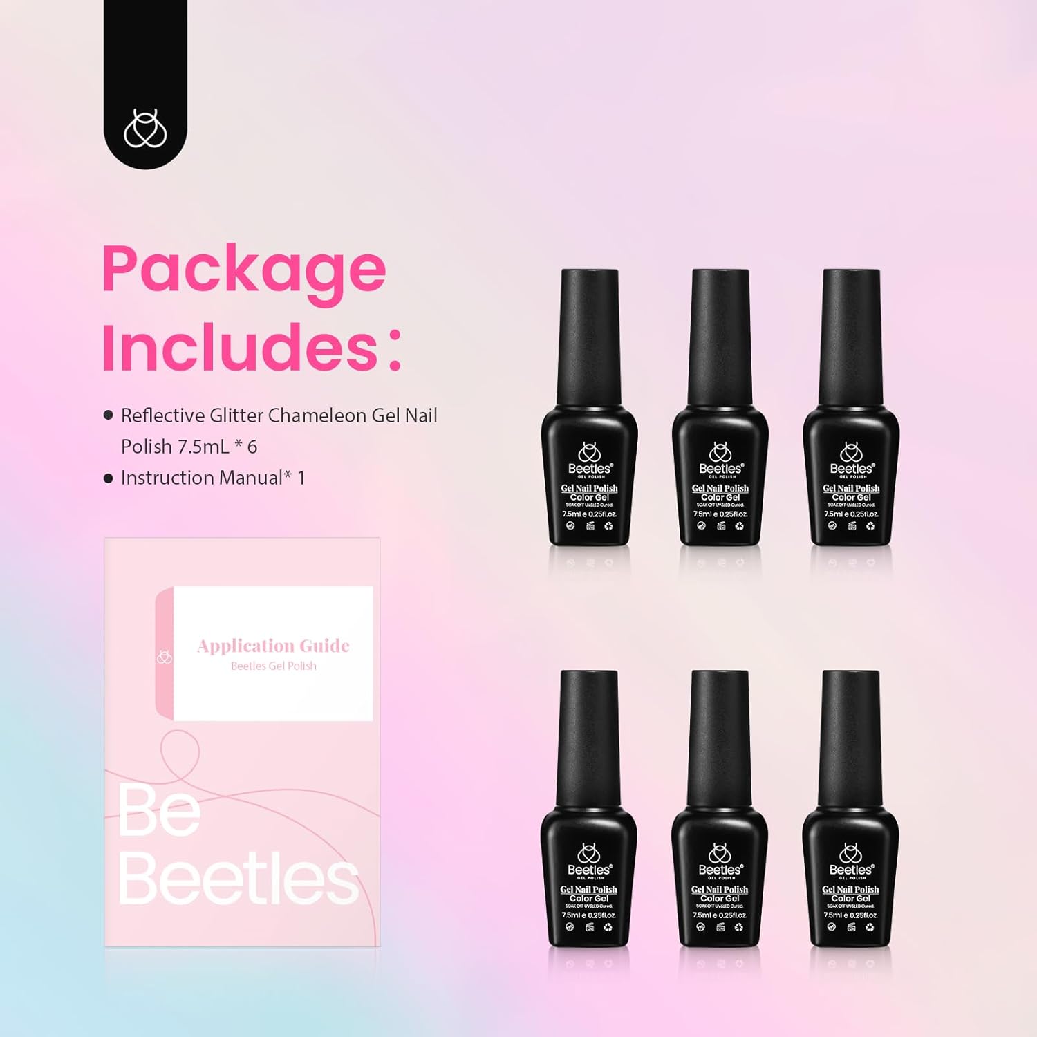 Thumbnail 6 de Beetles Glitzer Gel Nagellack-Set (6 Farben) mit Chamäleon-Crushed-Diamond-Effekt