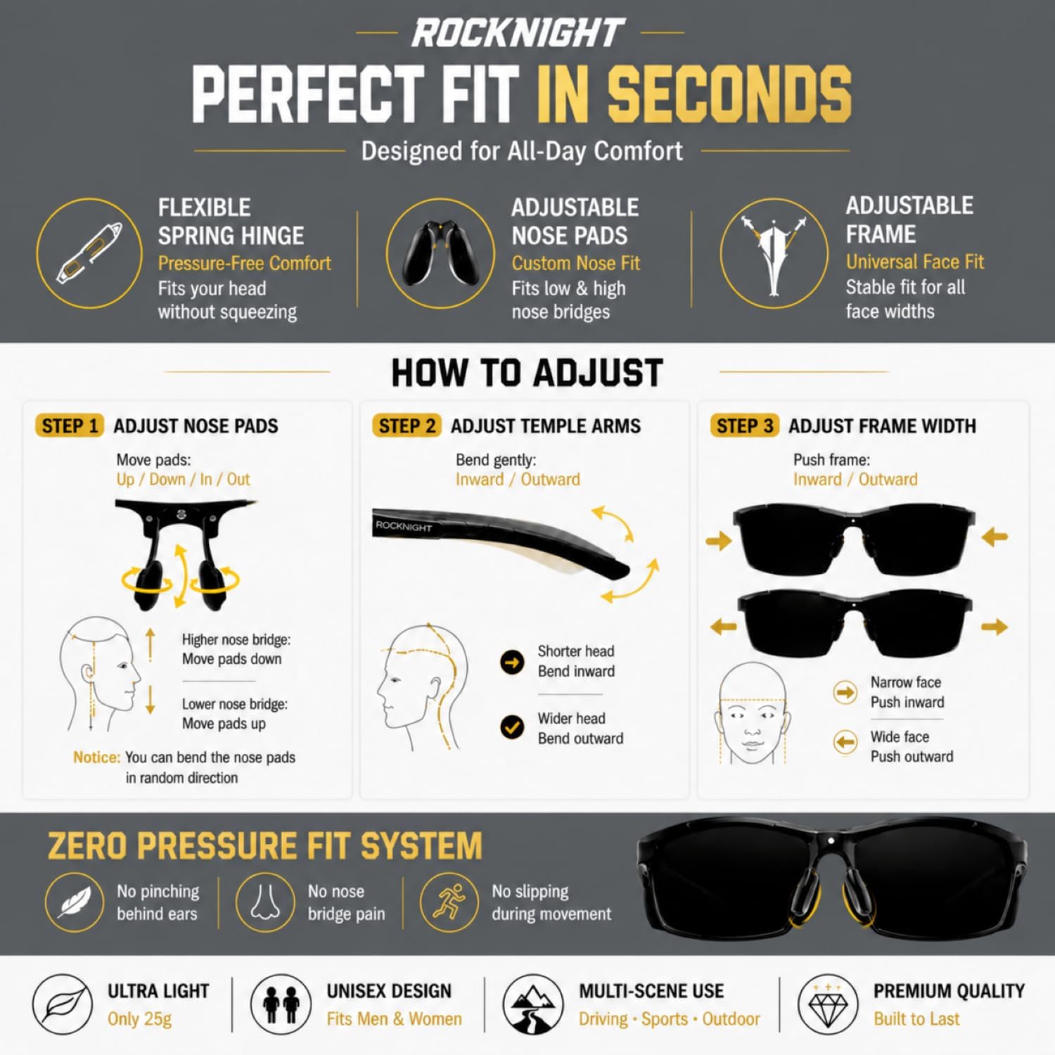 Detalle 2 de ROCKNIGHT Driving Polarized Sunglasses, Al-Mg Frame, Green Mirror Lenses
