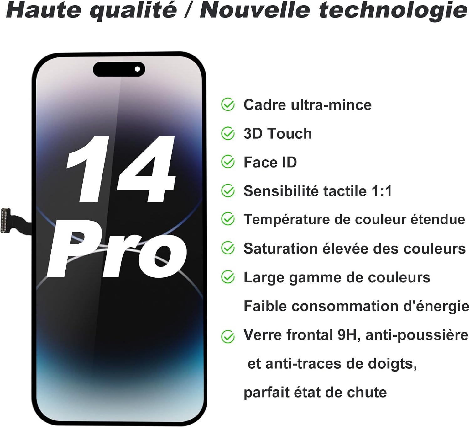 Thumbnail 2 de Écran de remplacement DIGI4U pour iPhone 14 Pro (FHD LCD True Tone) avec kit de réparation