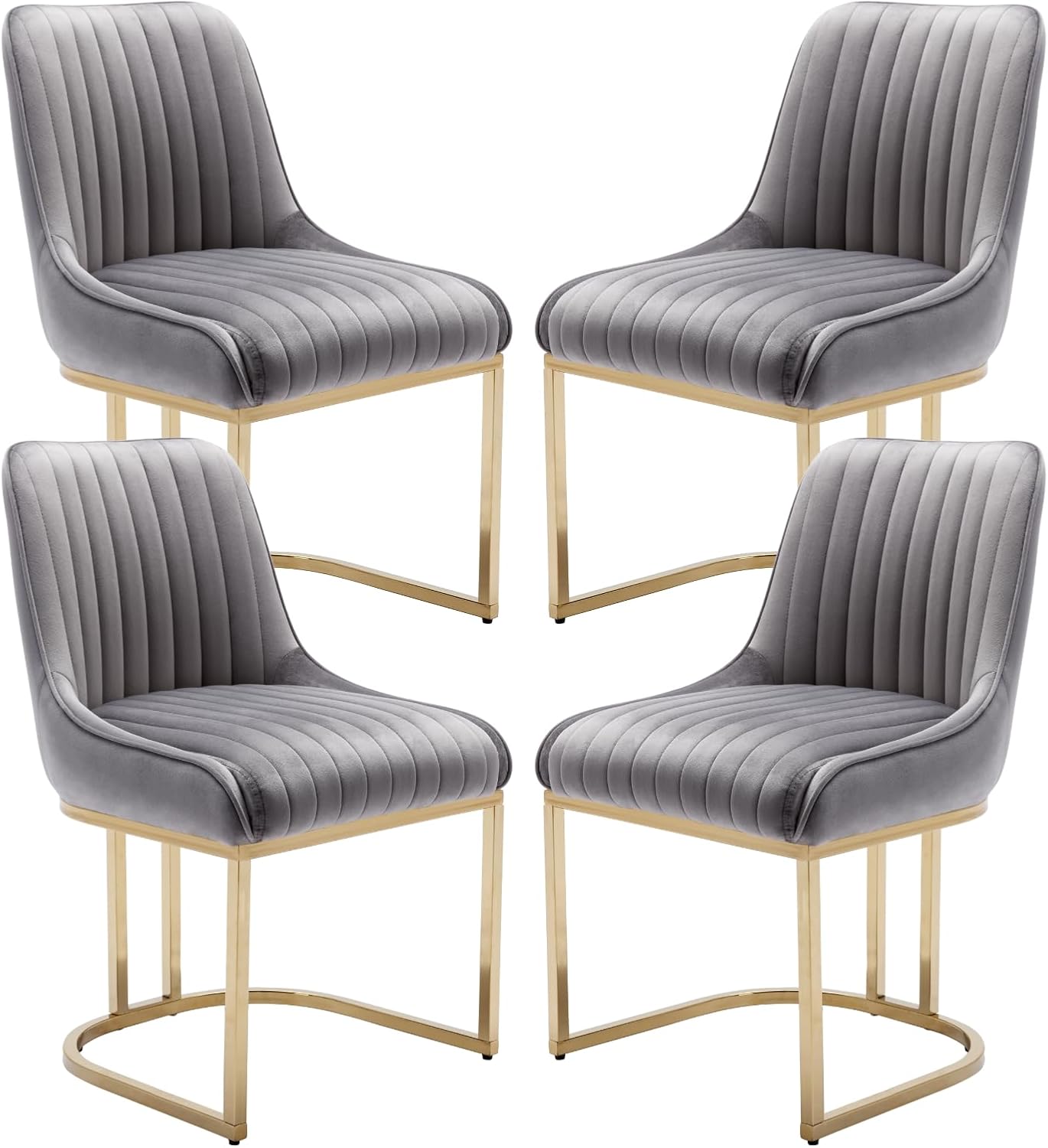 Detalle de chairus eetkamerstoelen van fluweel, set van 4 met goudkleurige metalen poten