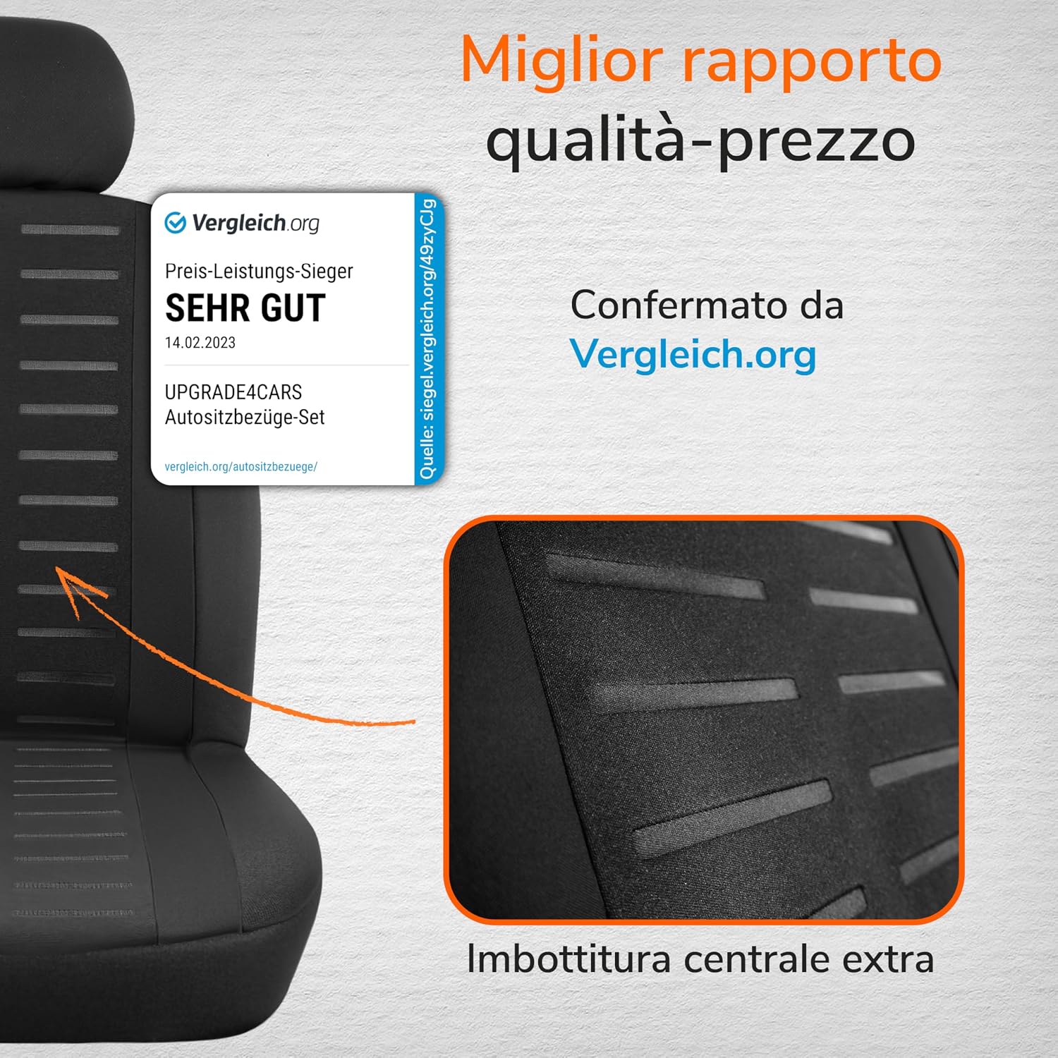 Detalle de Upgrade4cars Coprisedili Anteriori Set Versione 2026 universali in nero (4 pezzi)