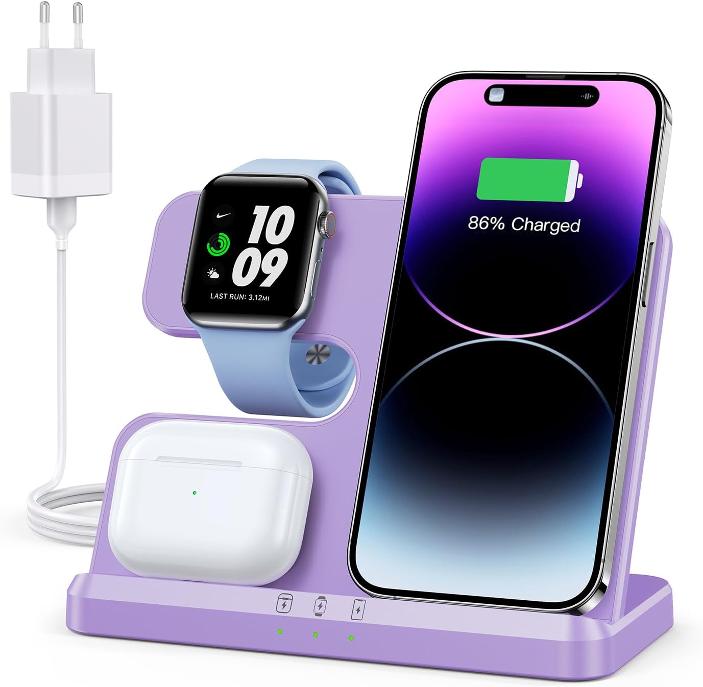 Thumbnail 6 de JARGOU 3-in-1 kabelloses Ladegerät: Induktive Ladestation für Apple Watch, iPhone & AirPods