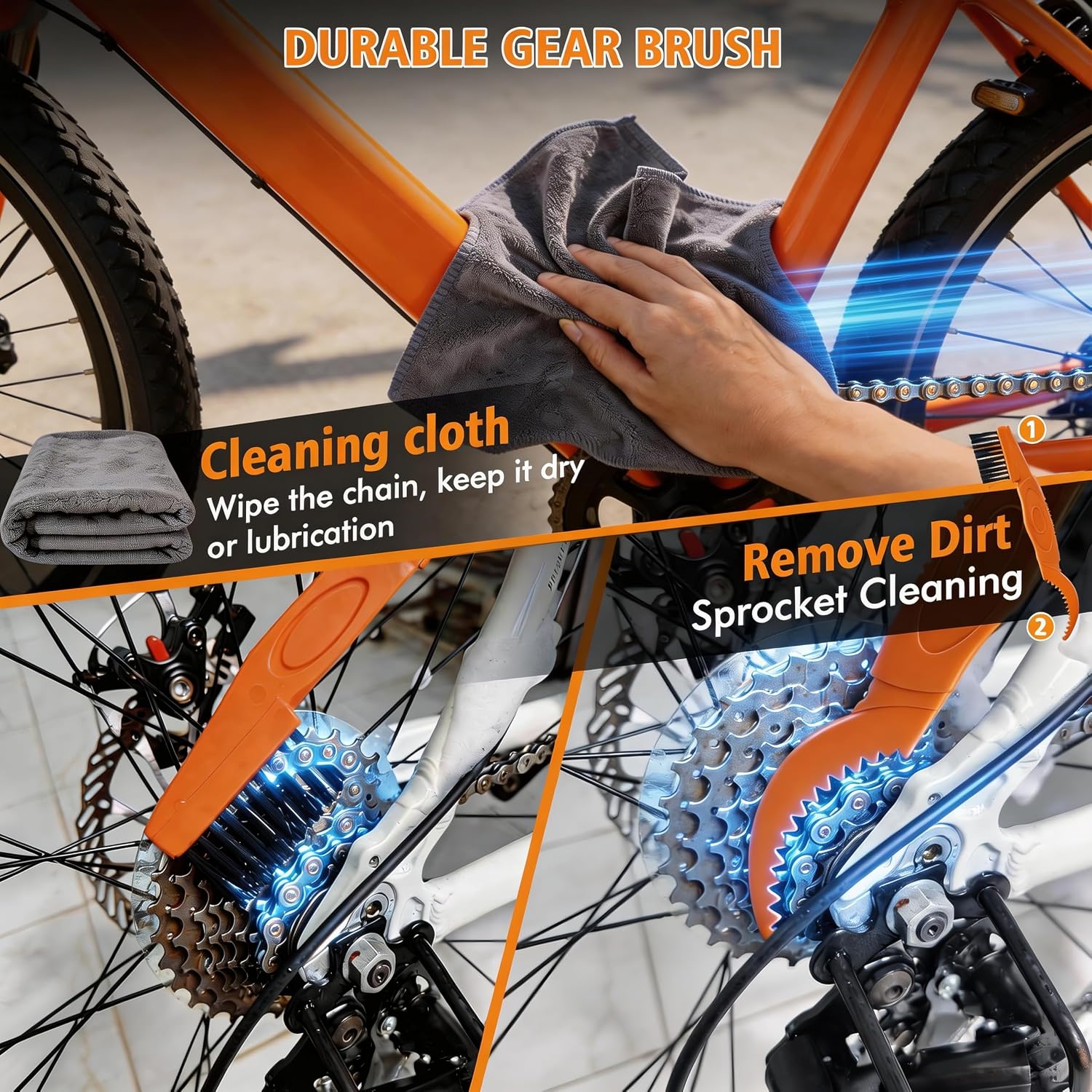 Detalle de Scalnuvyyh LTQJ-11505405 fietskettingreinigingsset met kettingolie en borstels