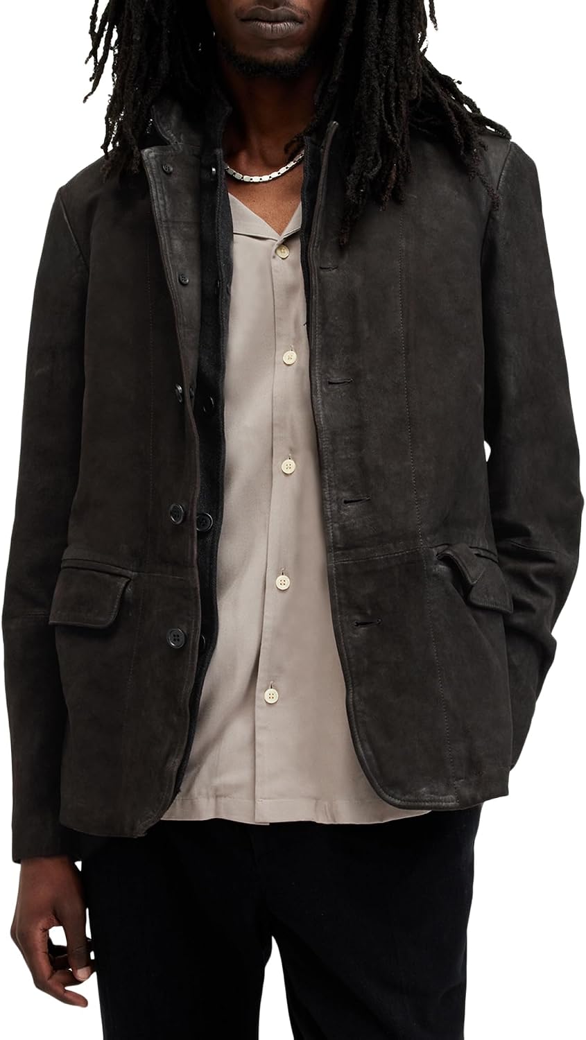 Detalle de Allsaints Survey Leather Blazer Veste Homme