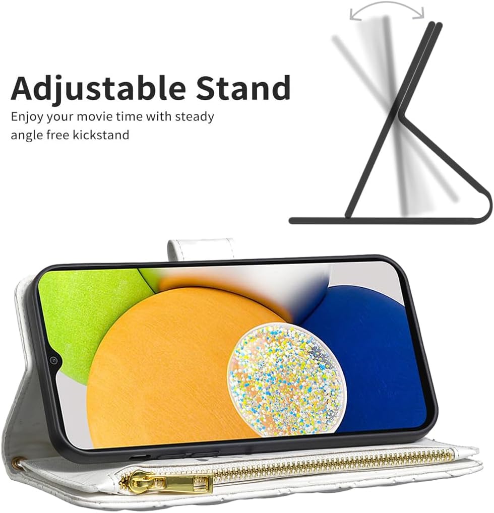 Detalle de Asuwish Wallet Case for Samsung Galaxy A04 — Tempered Glass Screen Protector, Card Holder & Kickstand