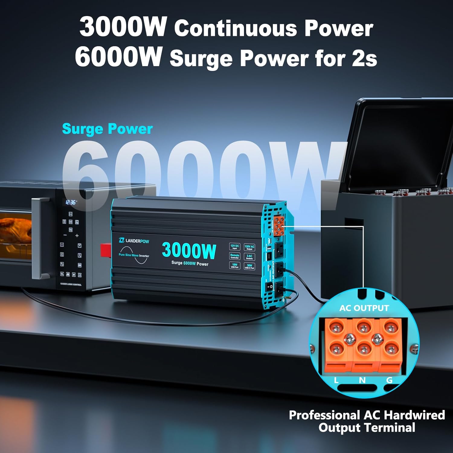 Detalle 2 de LANDERPOW 3000W Pure Sine Inverter 🔌