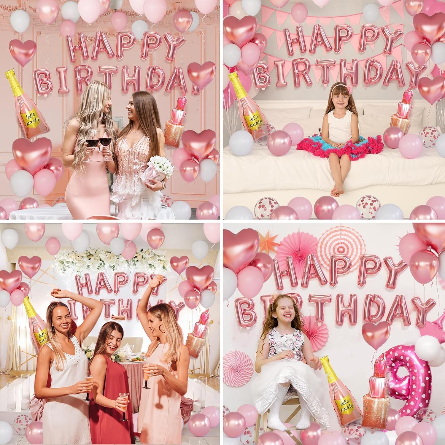 Detalle de Conleke Rose Gold Birthday Balloon Set