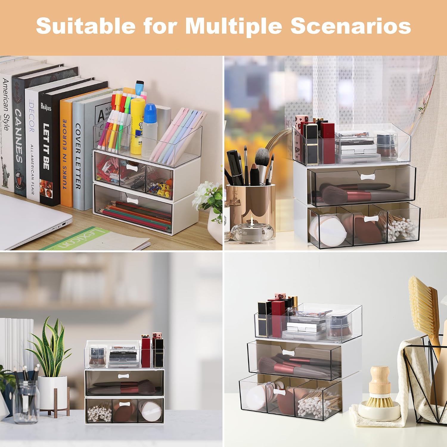 Thumbnail 6 de TranRantic Acryl Badezimmer-Organizer 3er Set + Make-up Fach