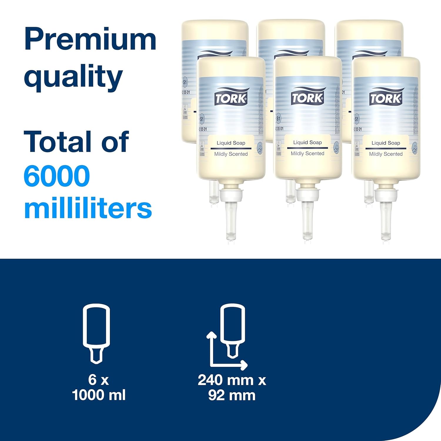 Detalle de Tork Mildly Scented Liquid Soap S1, Fresh Scent – 6 x 1000ml (420501)