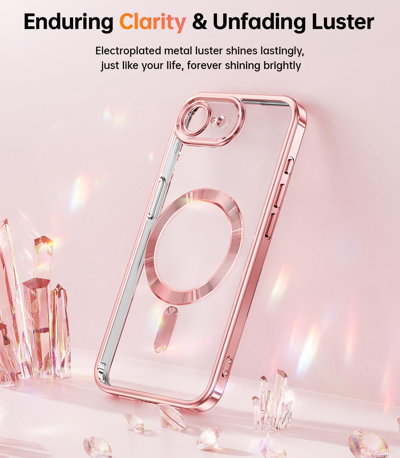Thumbnail 2 de Meifigno Designed for iPhone 17e/16e Case (6.1") with MagSafe, Glitter Card & Wrist Strap, Rose