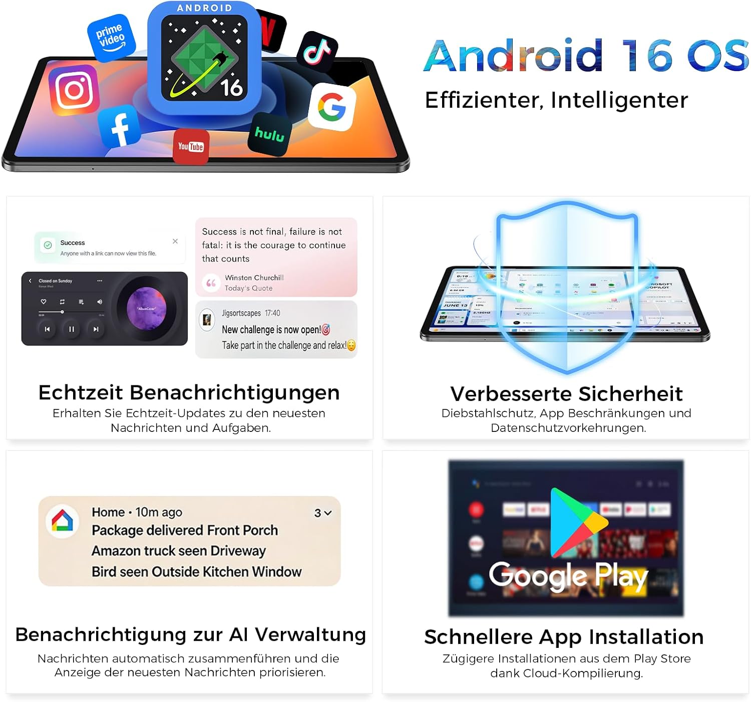 Detalle de RebotAi AF13 Tablet 13,4 Zoll mit Android 16 – 32 GB RAM, 256 GB ROM, 1 TB microSD, 10000 mAh