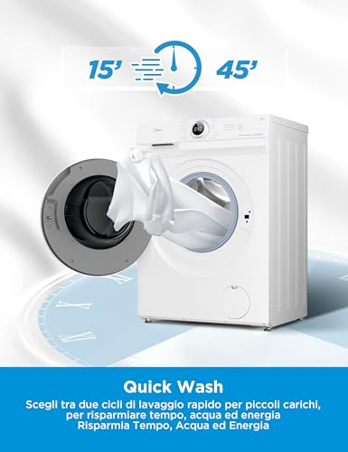 Detalle 2 de Midea Lavatrice Slim 7 kg Classe A, 1400 Giri, Motore BLDC – Efficienza e pulizia avanzata