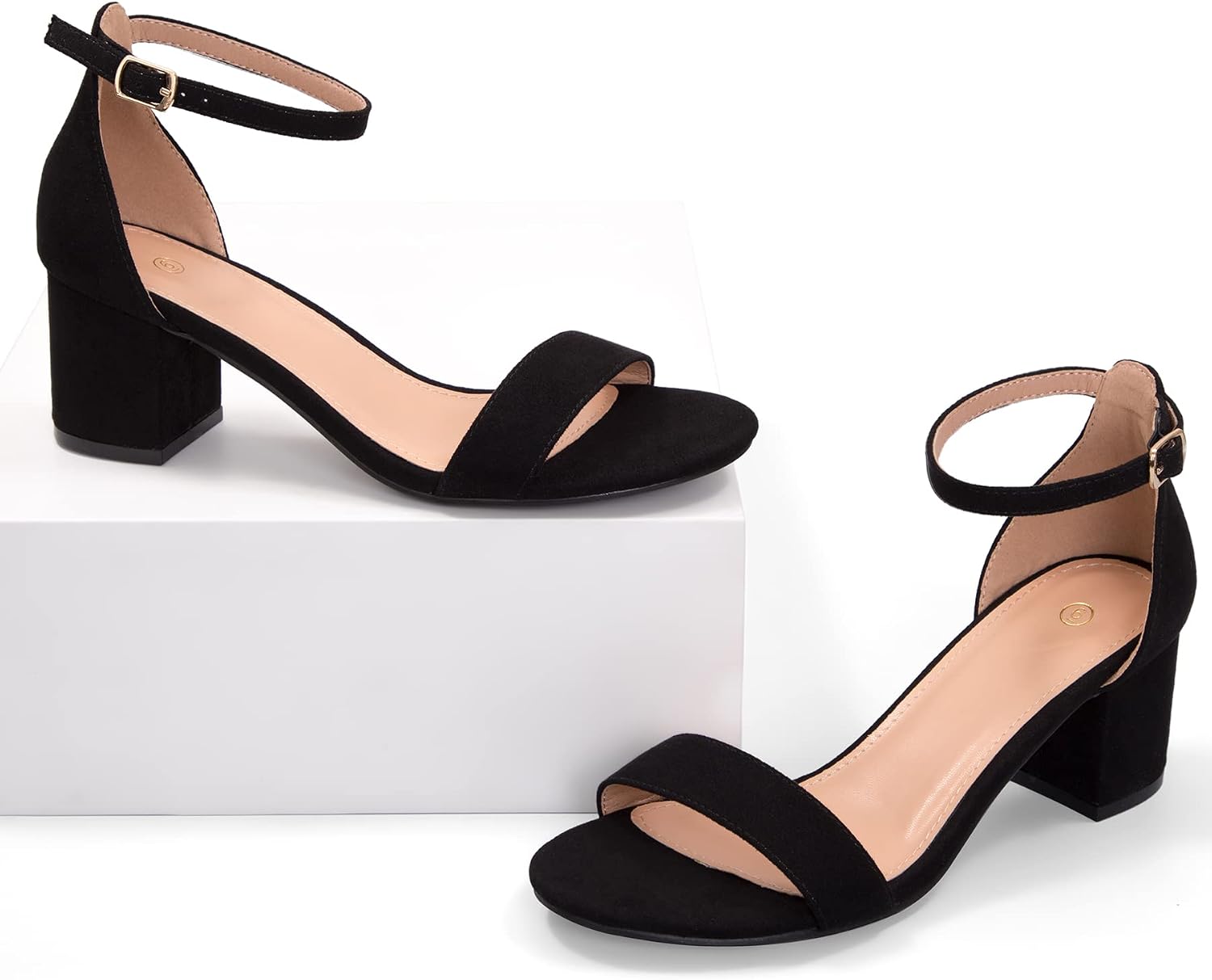 Detalle 2 de mysoft Women’s Chunky Low Heels Open Toe Ankle Strap Block Heeled Sandals