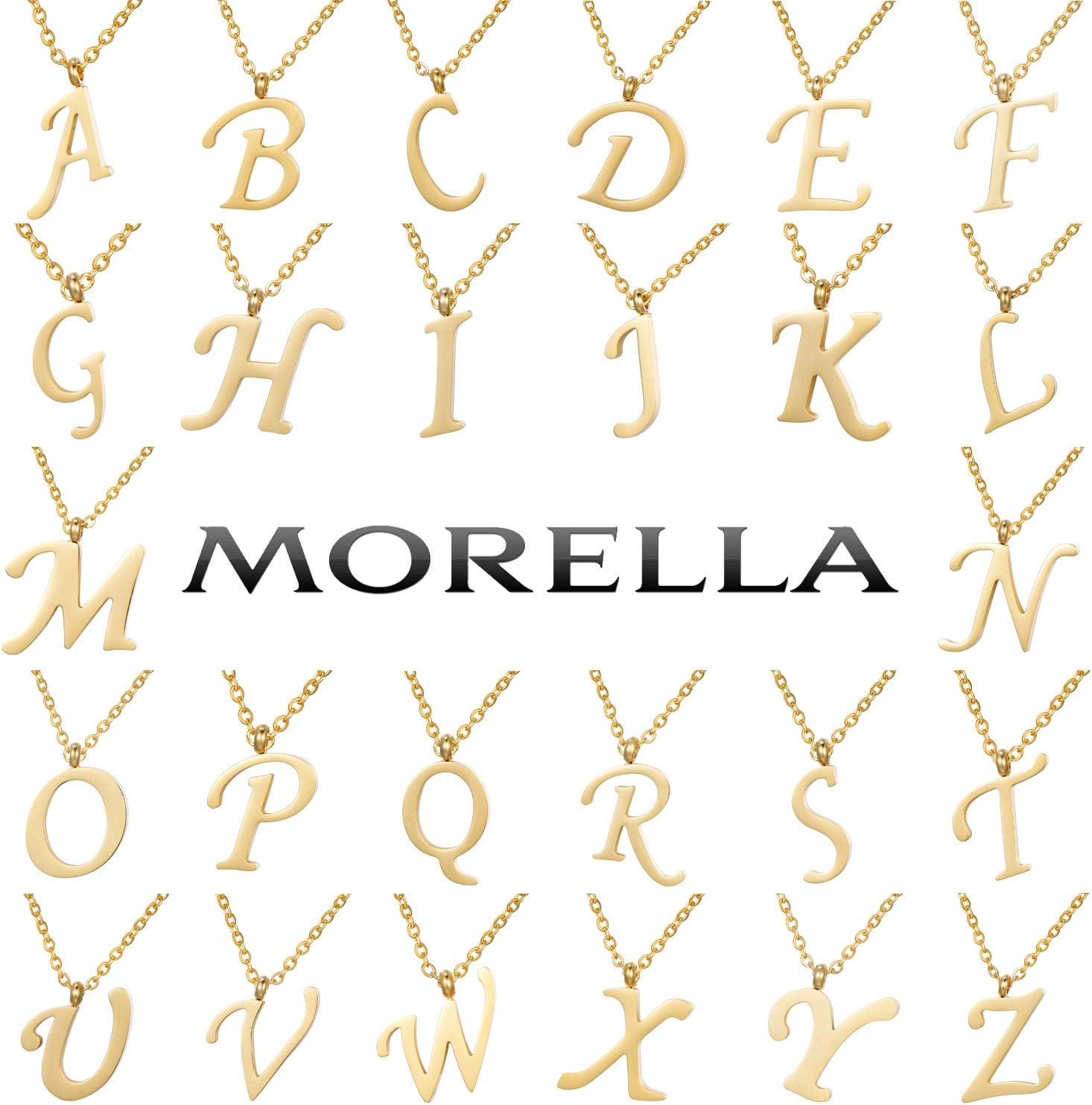 Detalle de Morella Collier pour Femmes en Acier Inoxydable Or avec Pendentif Lettres