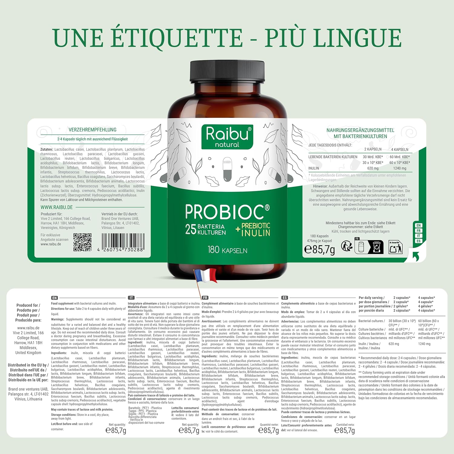 Thumbnail 6 de Probiotique Flore Intestinale 60 Md UFC/Jour