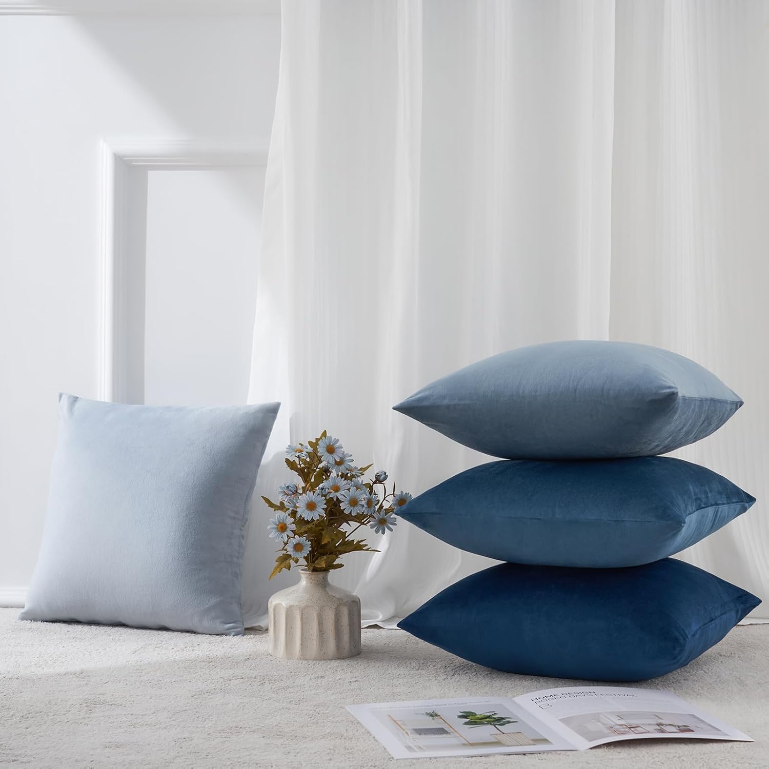 Detalle 2 de Housse coussin dégradé 40x40 bleu
