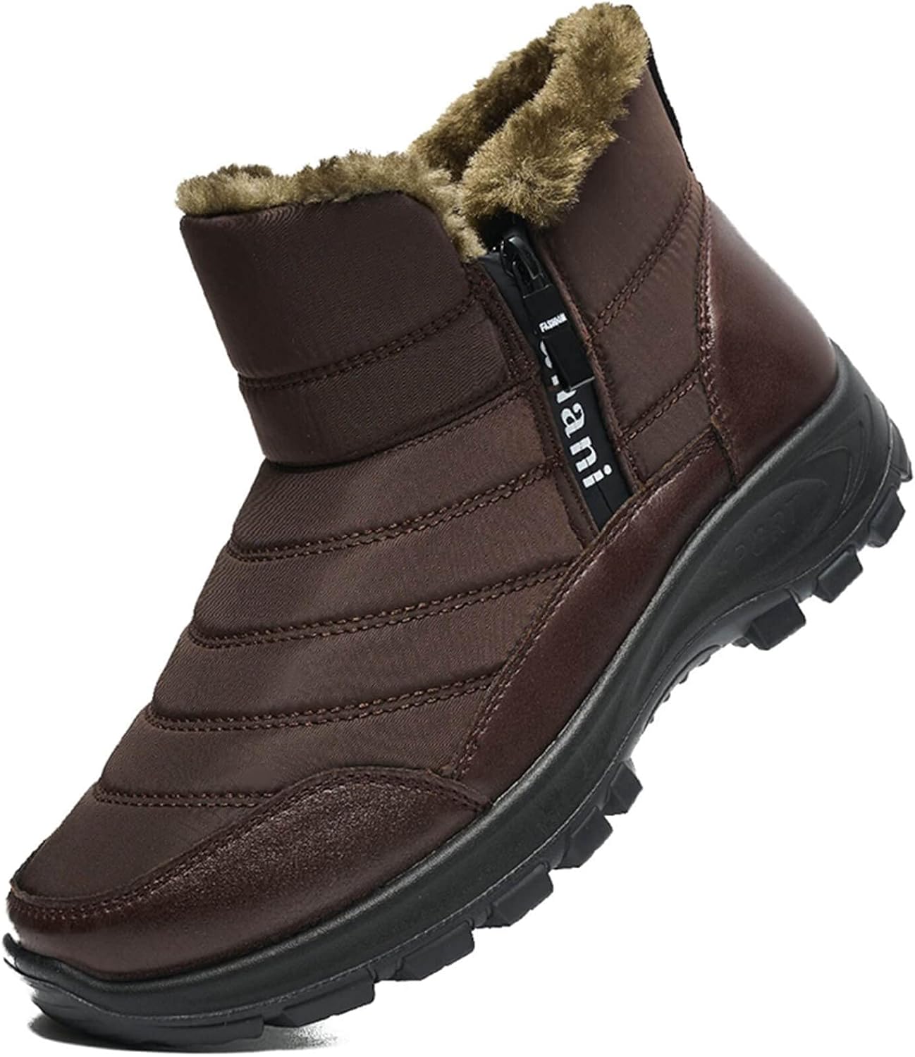 Detalle de Men’s Fur-Lined Winter Ankle Boots with Zip Closure, Lightweight Design