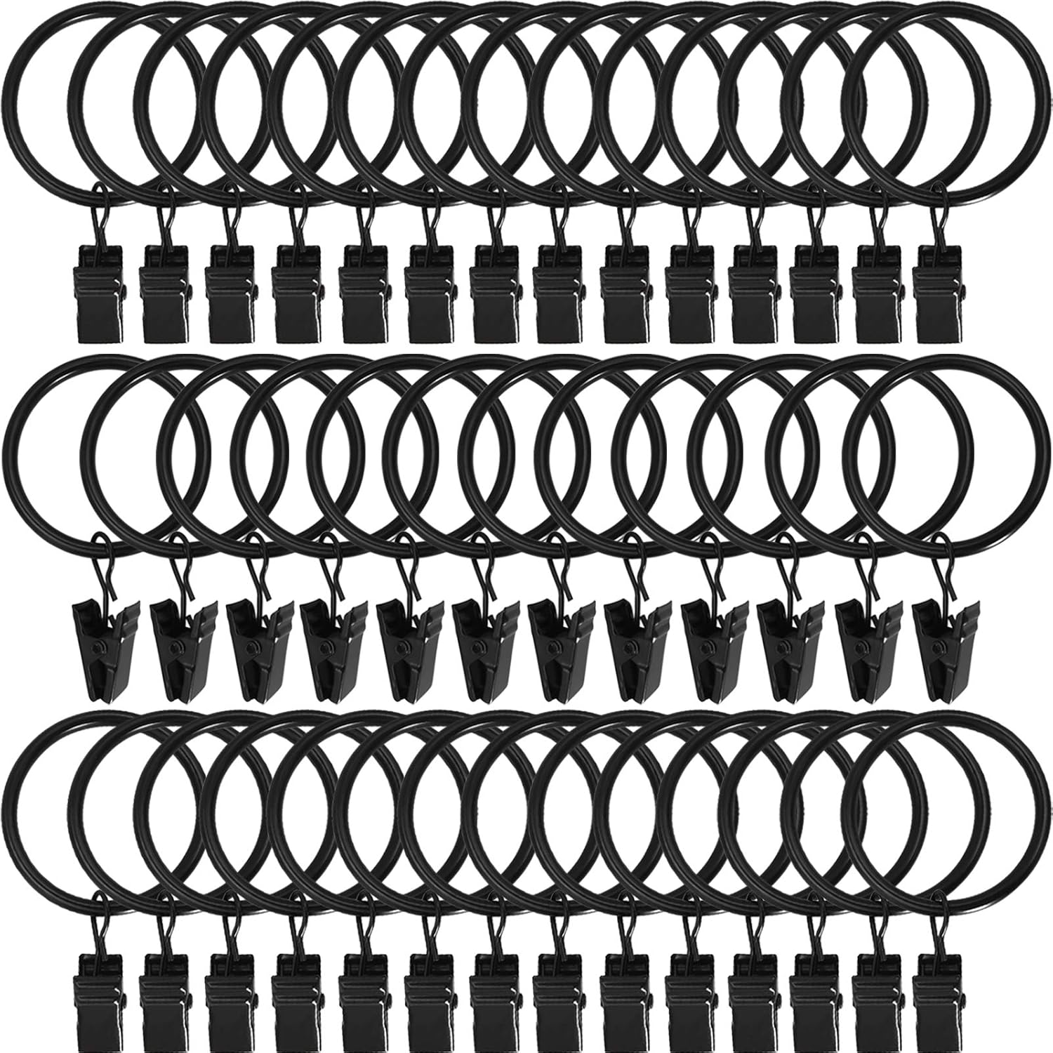 AMZSEVEN 40-Pack Metal Curtain Rings with Clips 1.5 in 🪟