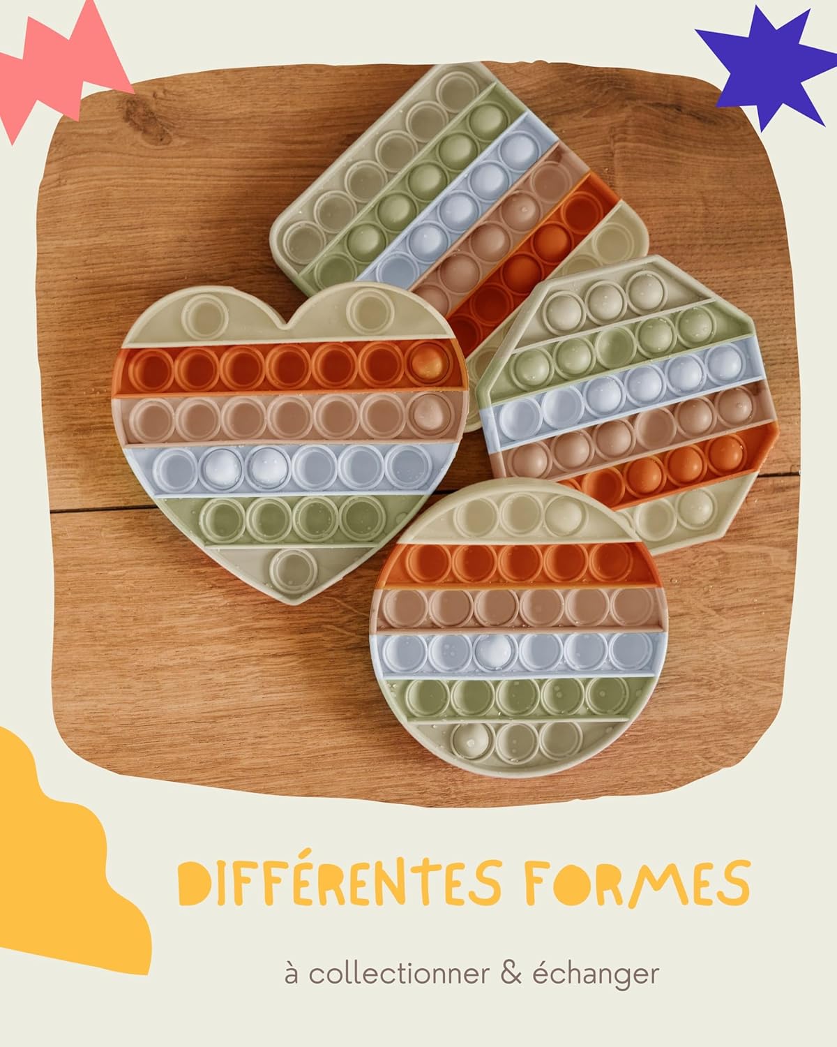 Detalle de Pop on It pour Les Enfants | Set Cadeau 4 pièces Pastel Pop Bubble – Poppets en Silicone Haute Qualité