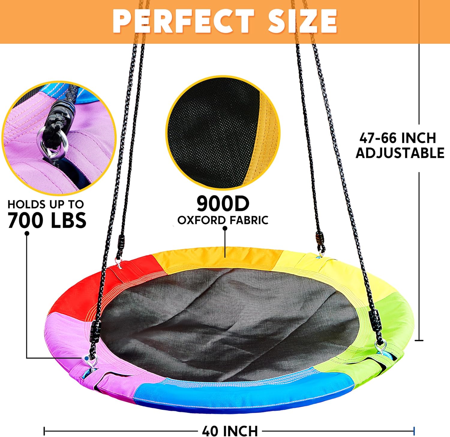 Detalle 2 de TURFEE 40 Rainbow Saucer Swing 900 lb