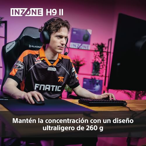 Detalle 2 de Sony INZONE H9 II: Auriculares gaming inalámbricos con cancelación de ruido y micrófono extraíble (Fnatic Edition)