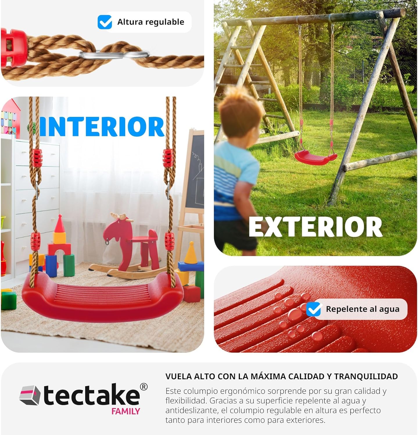 Thumbnail 4 de tectake® Columpio Infantil Ajustable con Cuerdas y Resistente 🌳