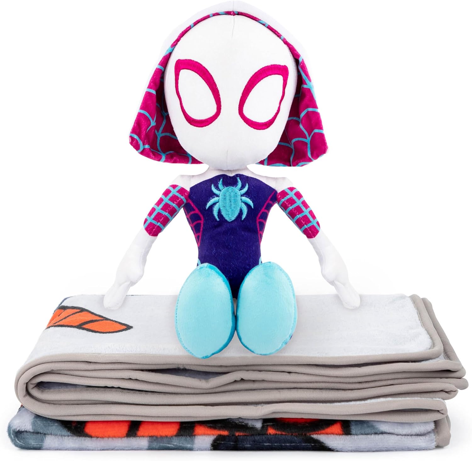 Thumbnail 2 de Jay Franco Cuscino Abbraccio Mini Peluche Marvel Spidey e i Suoi Fantastici Amici Ghost Spider Gwen & Plaid Morbido 130 x 150 – Set Coccole Bambini