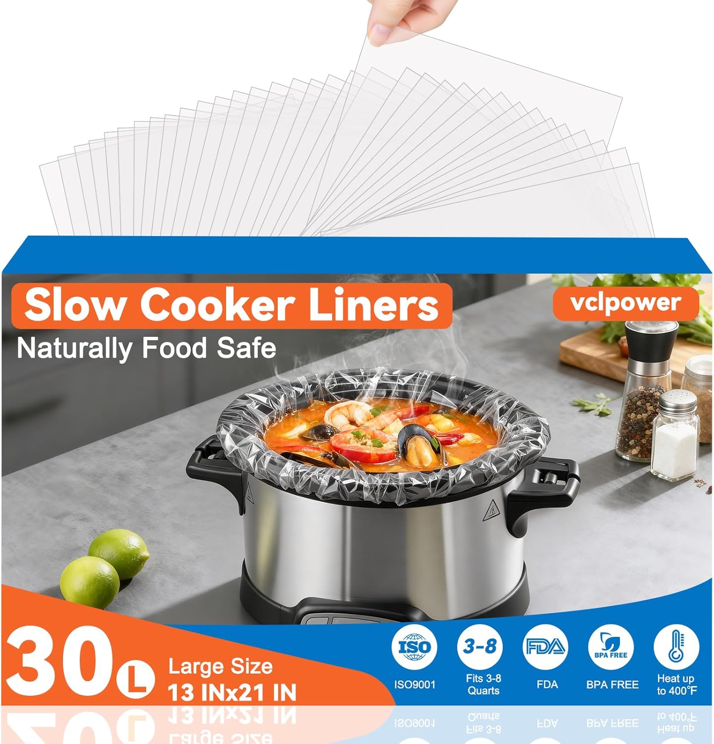 VCLPOWER Slow Cooker Liners, 30 Count