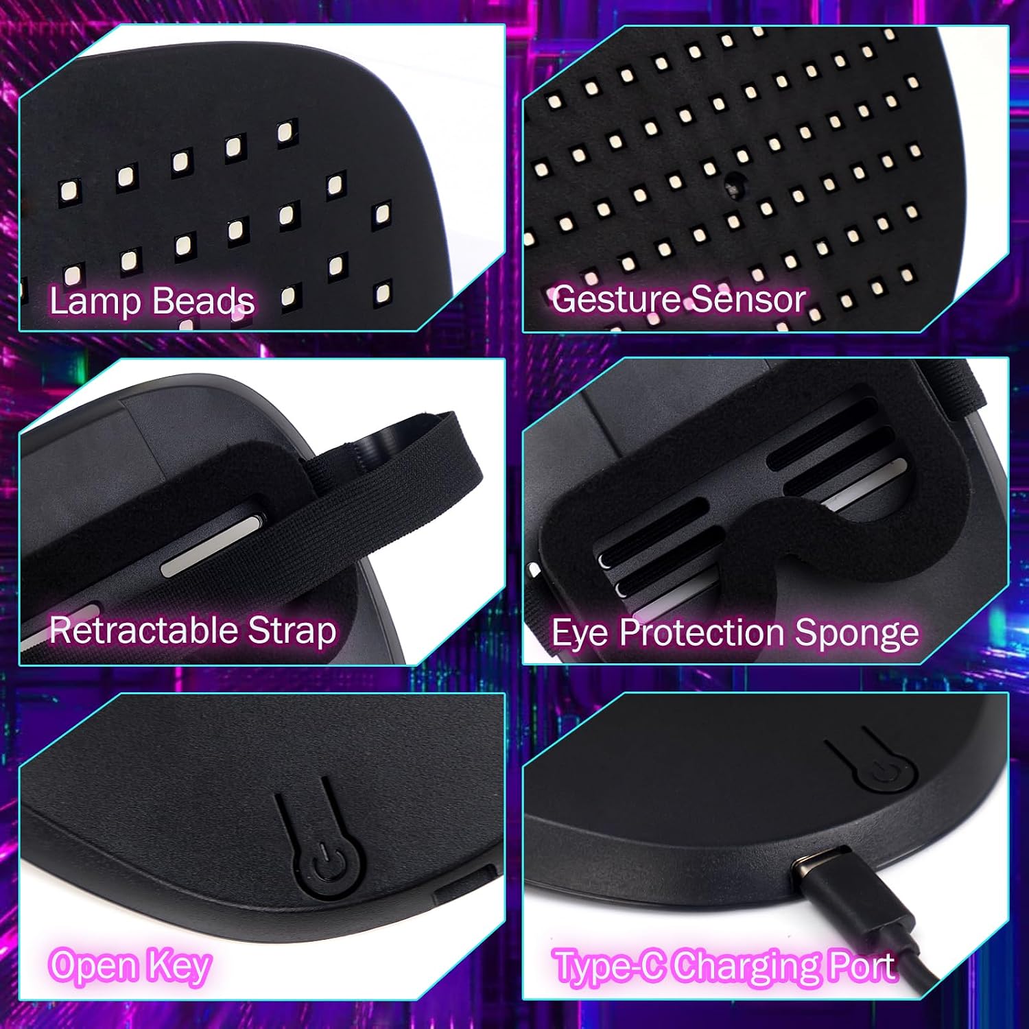 Thumbnail 6 de LED Light-Up Mask, USB-C Rechargeable