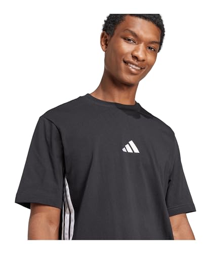 Thumbnail 2 de Camiseta adidas Uomo Essential Three Stripes de algodón con cuello redondo (Black/White) talla XXL