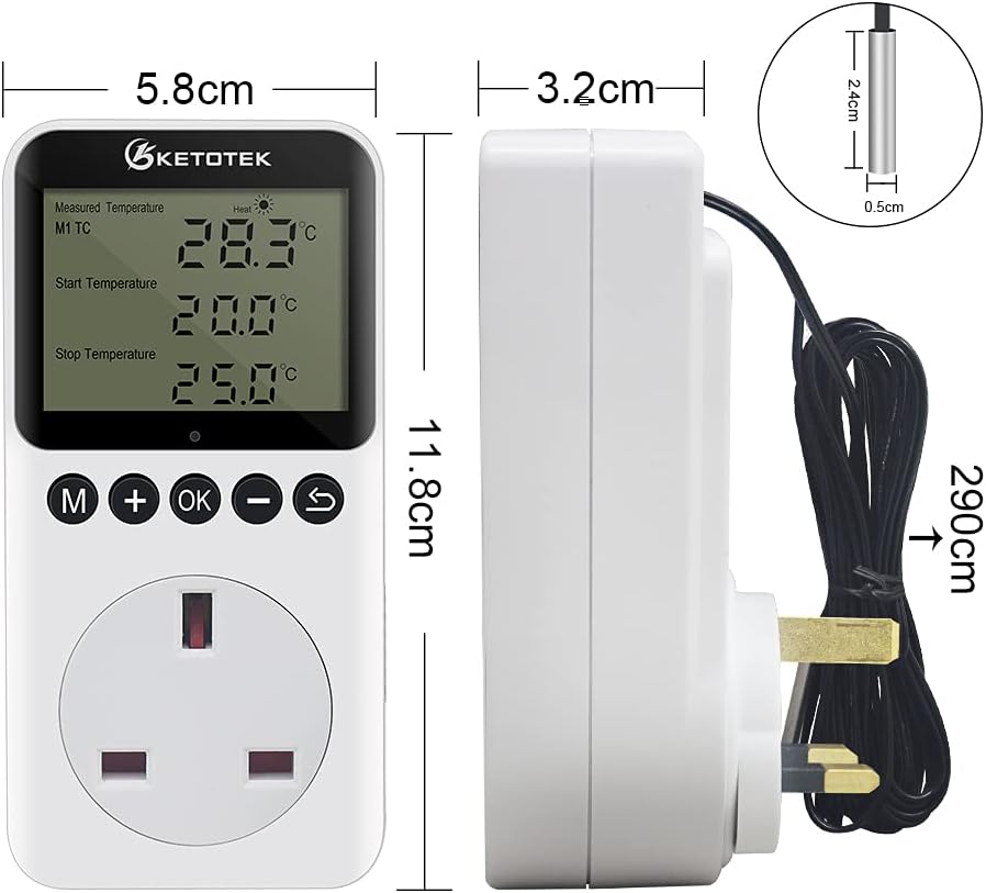 Thumbnail 6 de KETOTEK KT3200PRO Digital Thermostat Plug Socket with Day Night Timer