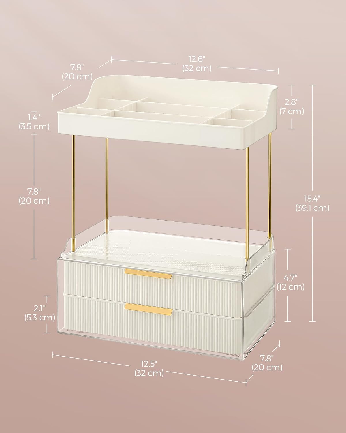 Thumbnail 5 de SONGMICS 4-Layer Makeup Organiser (Cloud White JKA021W01) with 4 dividers