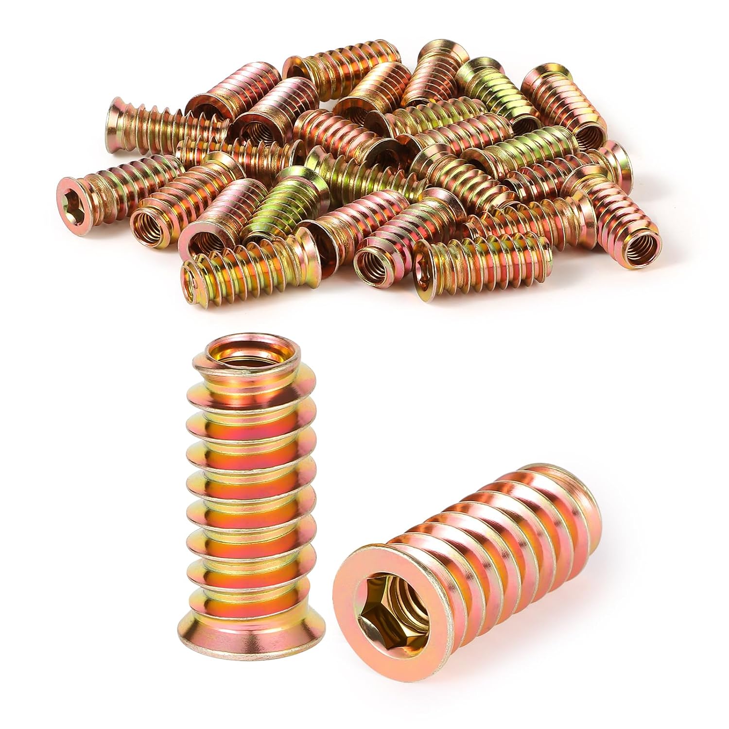 Detalle de msymsyu M4 x 12 mm gänginsatser för trä, 25-pack i förzinkat kolstål