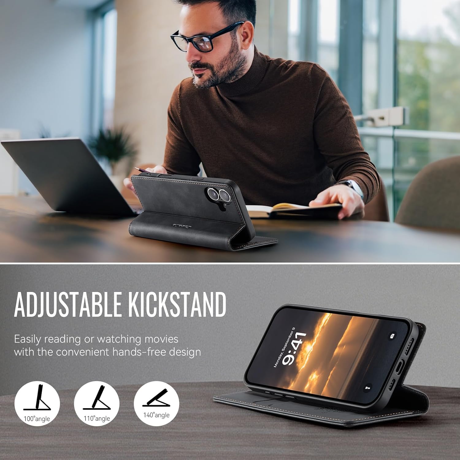 Thumbnail 5 de owlhold Handyhülle iPhone 17 – Klapphülle Premium PU Leder mit RFID-Schutz, Kartenfach, Geldtasche und Standfunktion