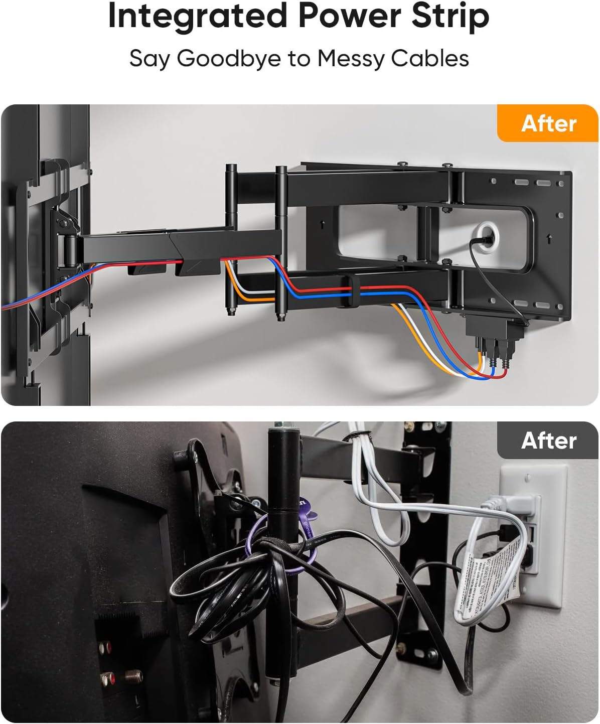Detalle de FORGING MOUNT Heavy Duty 98''-100'' TV Wall Mount with Integrated Power Strip