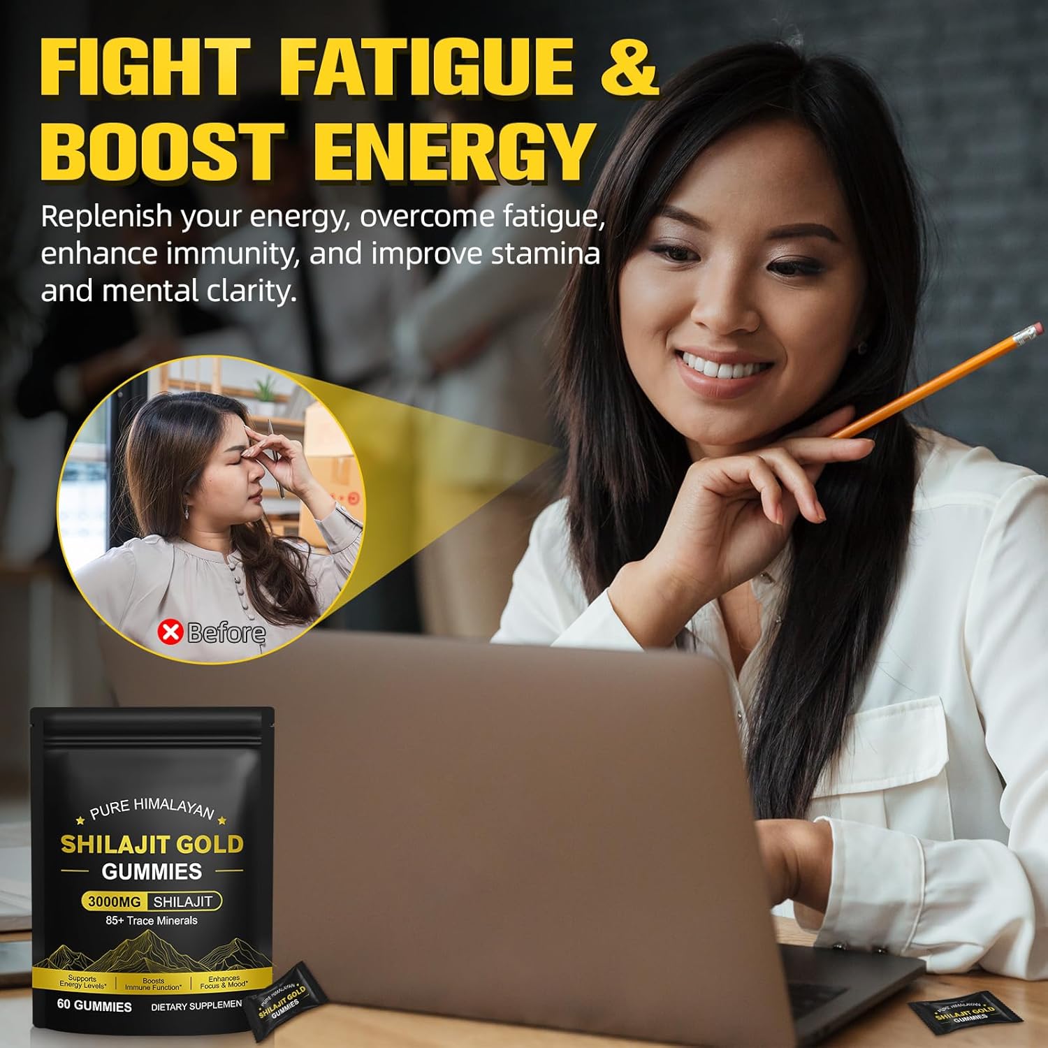 Thumbnail 6 de Shilajit-Gummibärchen für Männer & Frauen (2er-Pack) – natürliche Himalaya-Shilajit Gummies, glutenfrei