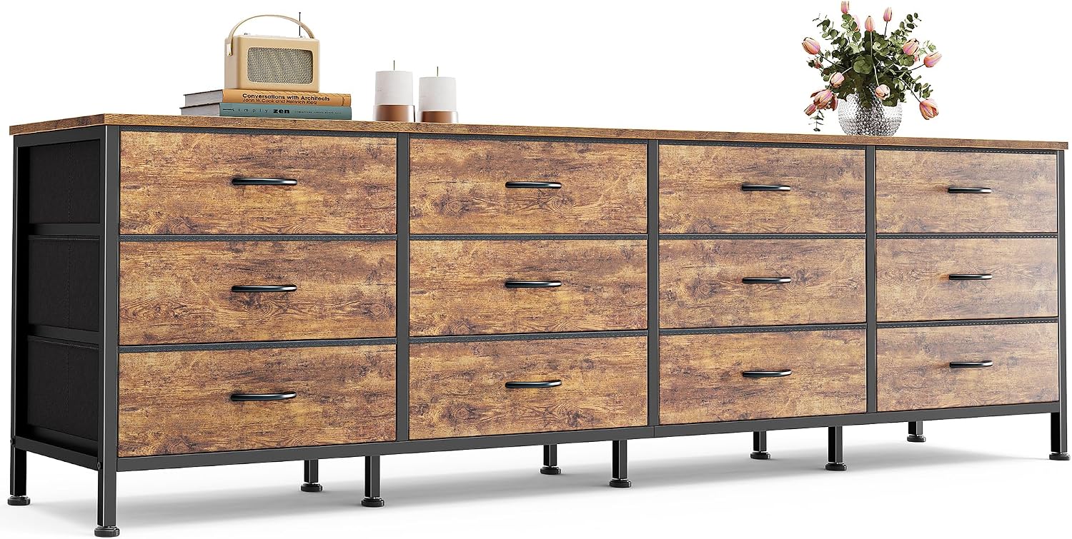 Huuger 70 Inch Dresser with 12 Fabric Drawers 🛋
