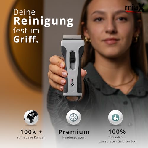 Detalle 2 de miaX Profi Kochfeldschaber mit Soft-Touch-Griff und Ersatzklingen