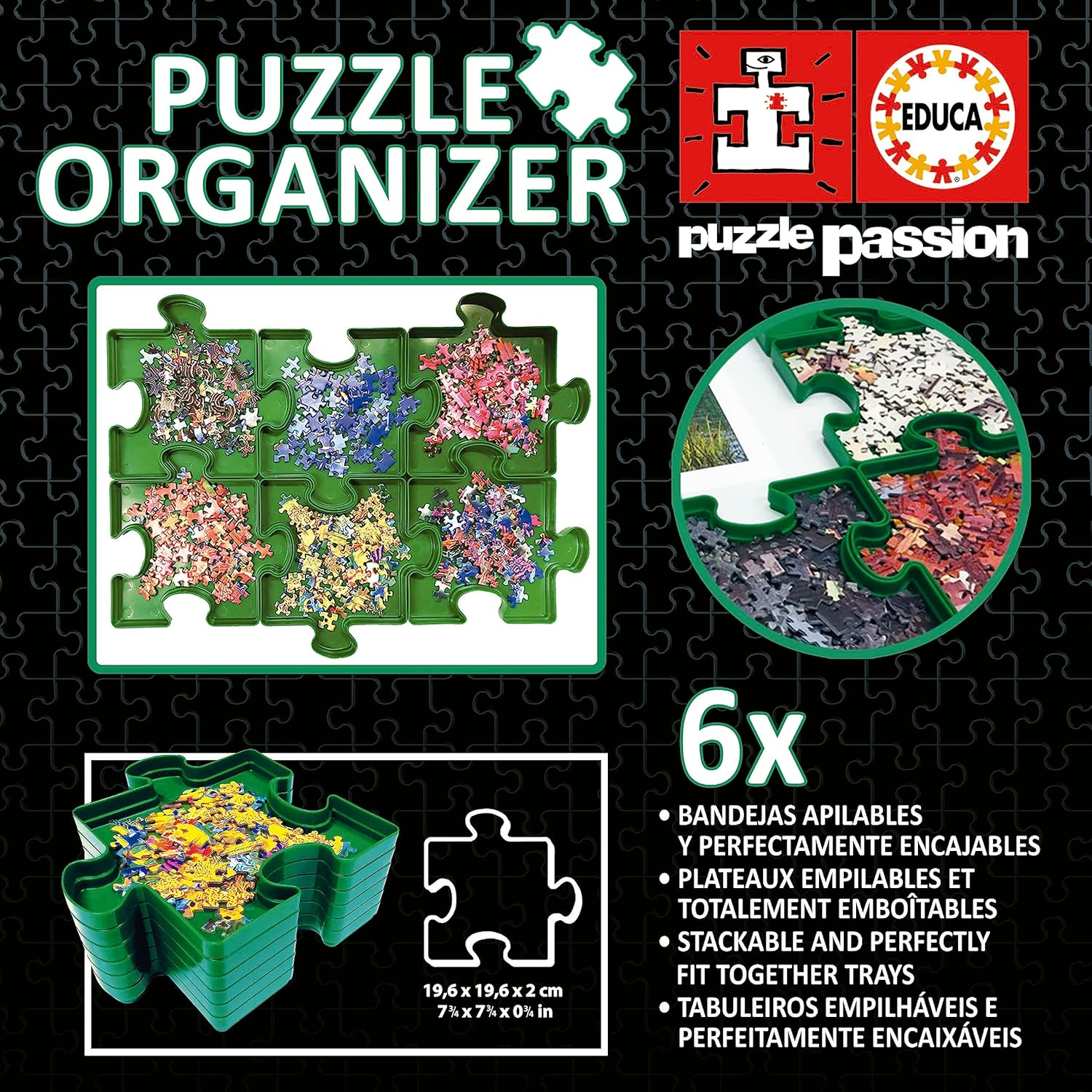 Thumbnail 3 de Educa Accessoires pour Puzzles : organisateur avec 6 plateaux empilables pour trier les pièces
