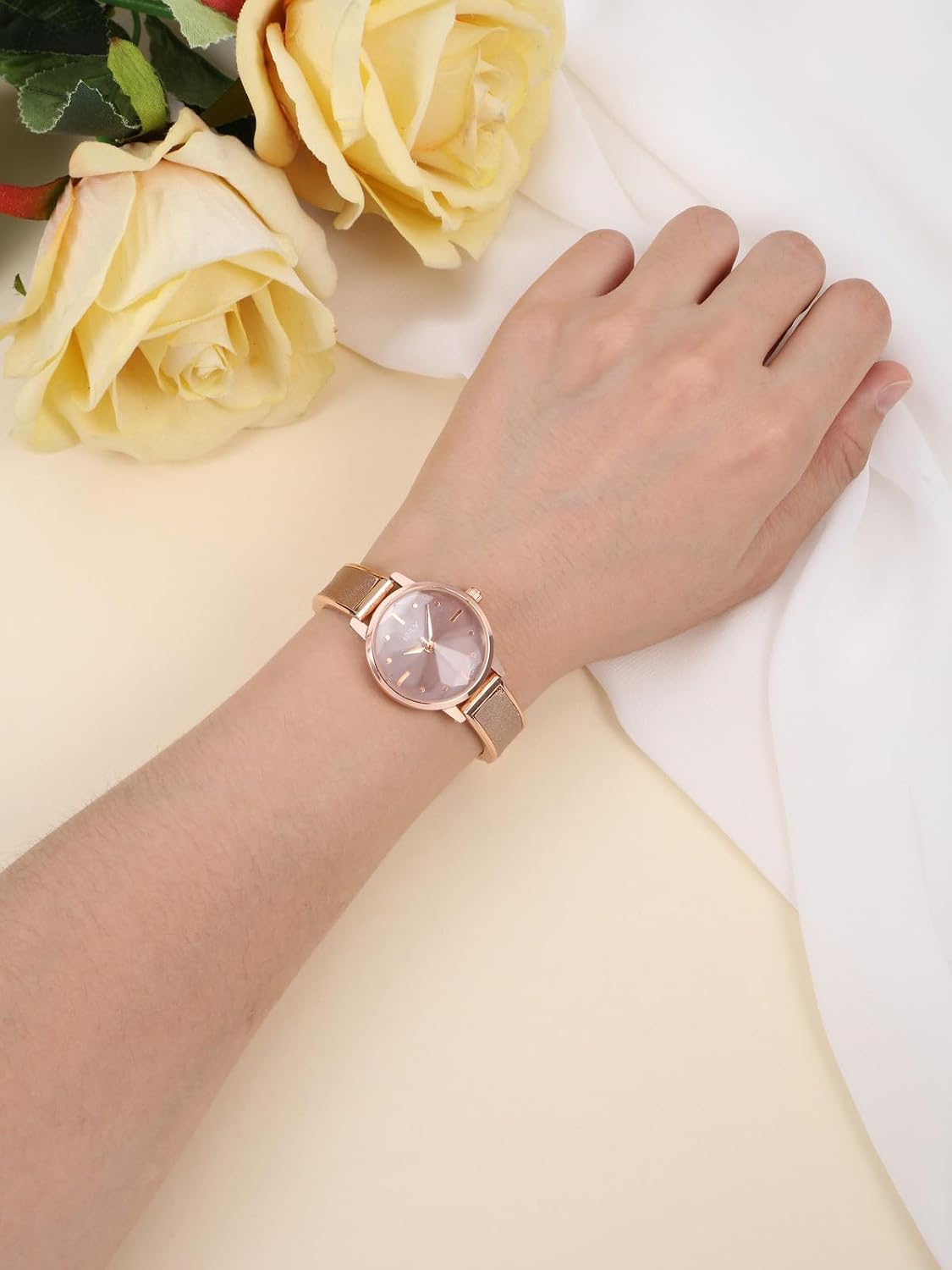 Thumbnail 2 de JSDDE Damen Armbanduhr Elegant mit roségoldfarbenem Zifferblatt und Gliederarmband