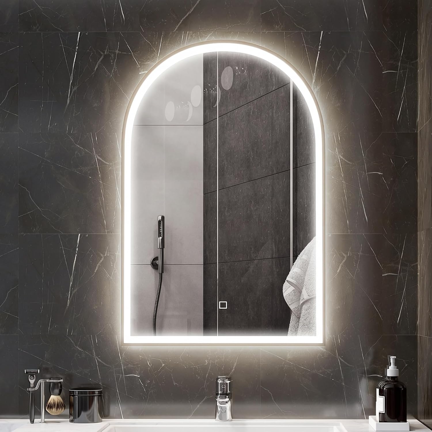 Detalle de HOMCOM Miroir Salle de Bain LED 90x60 cm doré