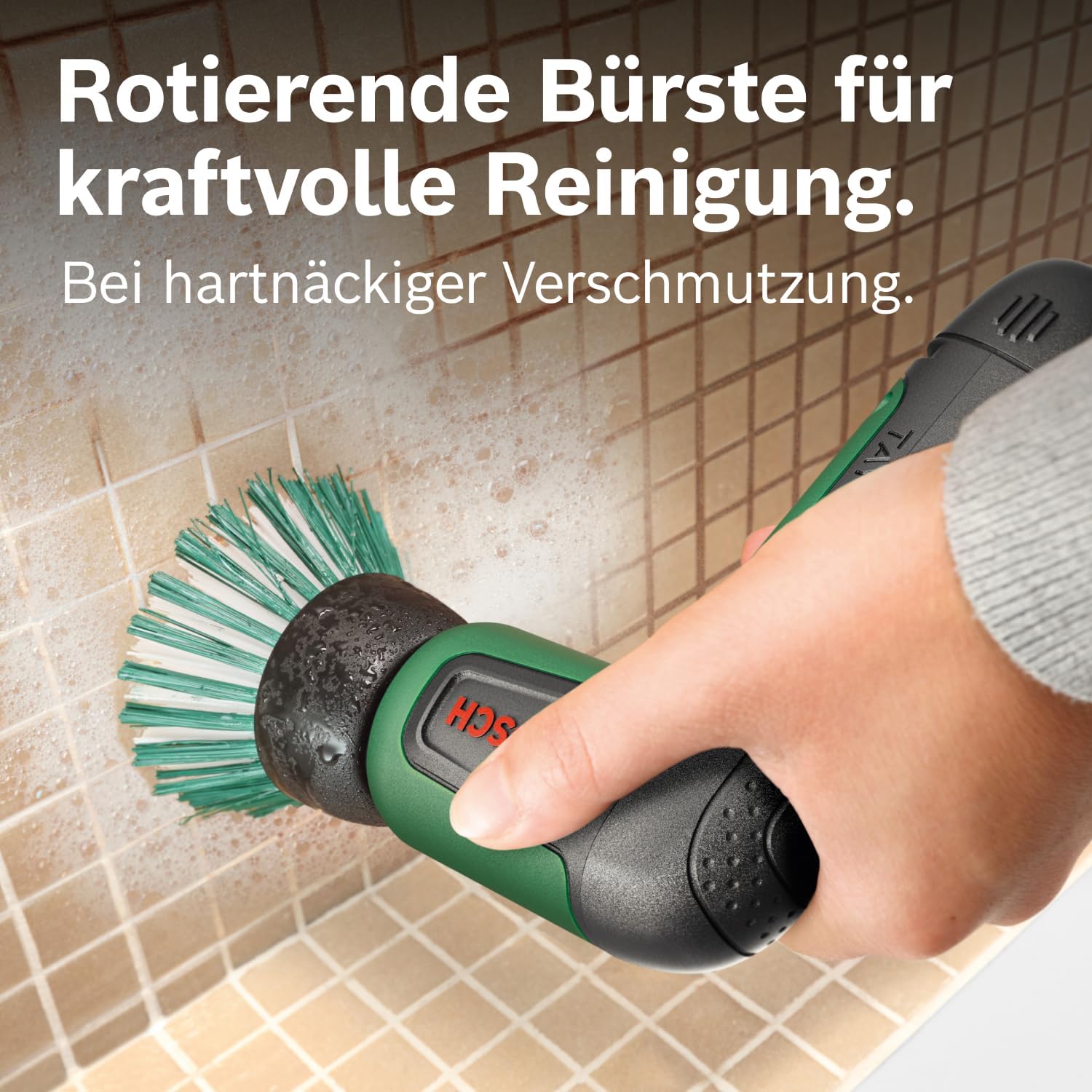 Detalle de Bosch TAYDO Akku-Reinigungsbürste – Vielseitige Reinigungslösung für Bad, Küche & Haushalt