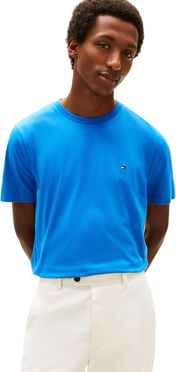 Detalle de Tommy Hilfiger ESS Seasonal REG FIT SOLID Tee – Basic-T-Shirt mit Flag-Gestaltung