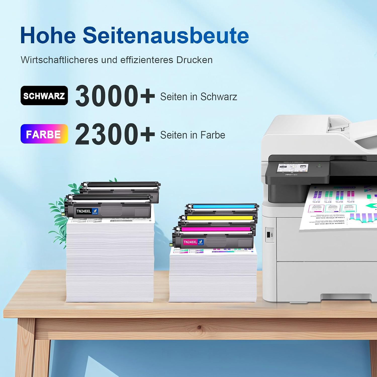 Detalle de Denvoer TN248XL Tonerpatronen-Set (5er-Pack) kompatibel mit Brother TN248 – CMYK mit Chip