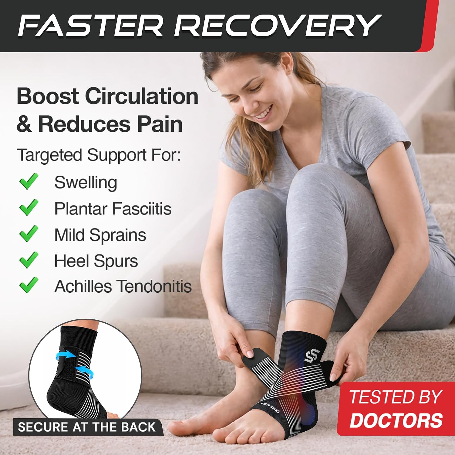 Detalle 2 de Sleeve Stars Ankle Brace Compression Sleeve 10" 🦶