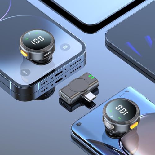 Thumbnail 2 de fumato Microfono lavalier wireless nero con due microfoni e connettori USB-C e Lightning