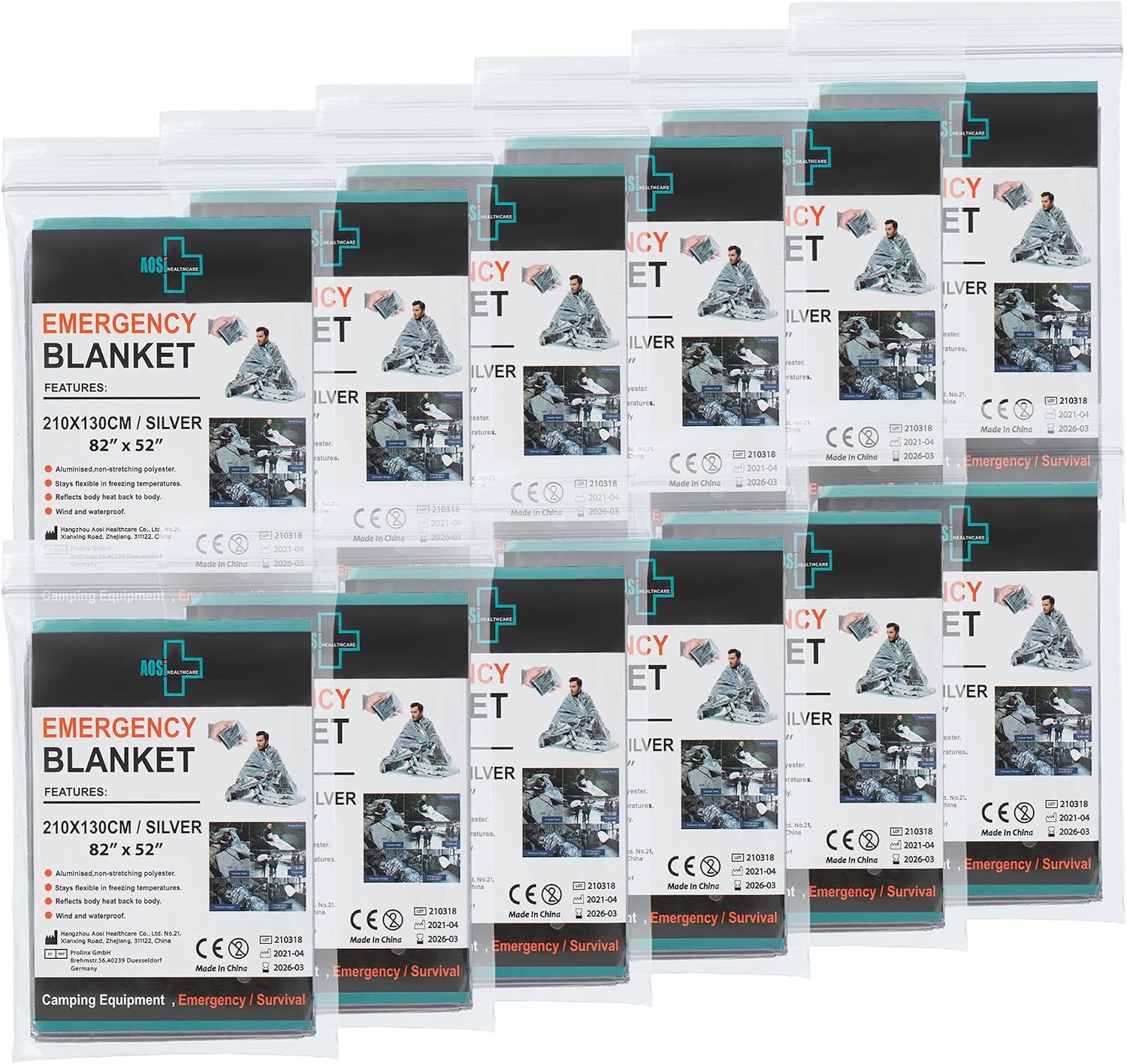 Thumbnail 1 de General Medi Emergency Foil Blanket (12-Pack) – Mylar Thermal Blankets for Outdoors, Survival and First Aid