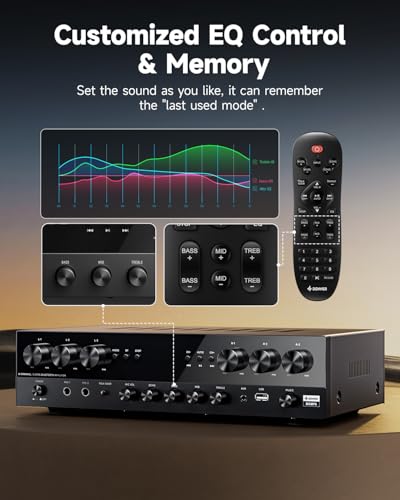 Detalle 2 de Donner MAMP6, amplificatore Hi-Fi a 6 canali con Bluetooth 5.3 e ingressi digitali